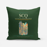 Thumbnail for Santiago de Compostela Airport (SCQ) design on dark green pillow