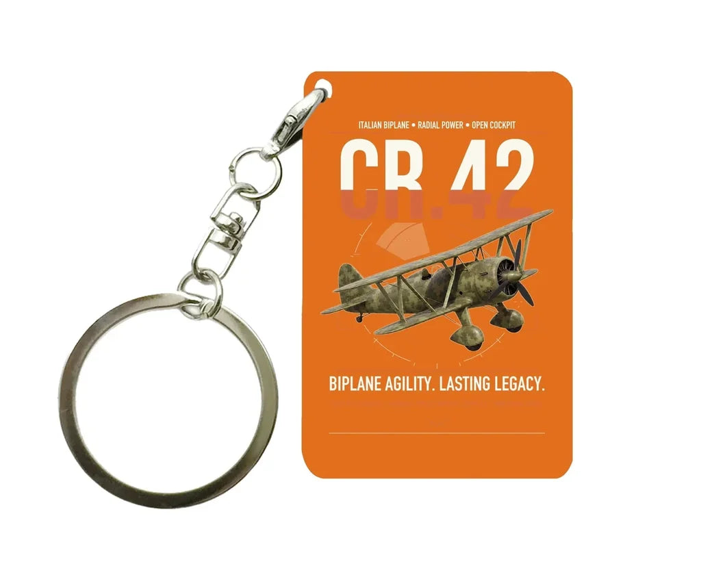 Fiat CR.42 Falco design on orange designed key chain, double-side print