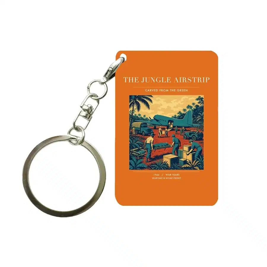 VINTAGE G4524 - The Jungle Airstrip - Designed Key Chain design on orange