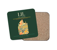 Thumbnail for Lille Airport (LIL) design on dark green 1 piece coaster
