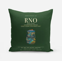 Thumbnail for Reno-Tahoe International Airport (RNO) design on dark green pillow