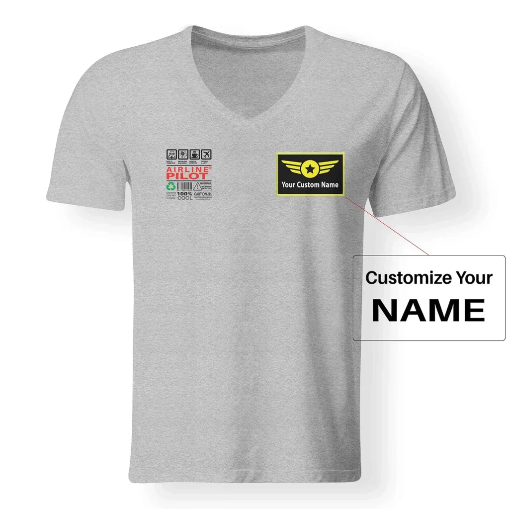 Airline Pilot Label Designed V-Neck T-Shirts - view 13