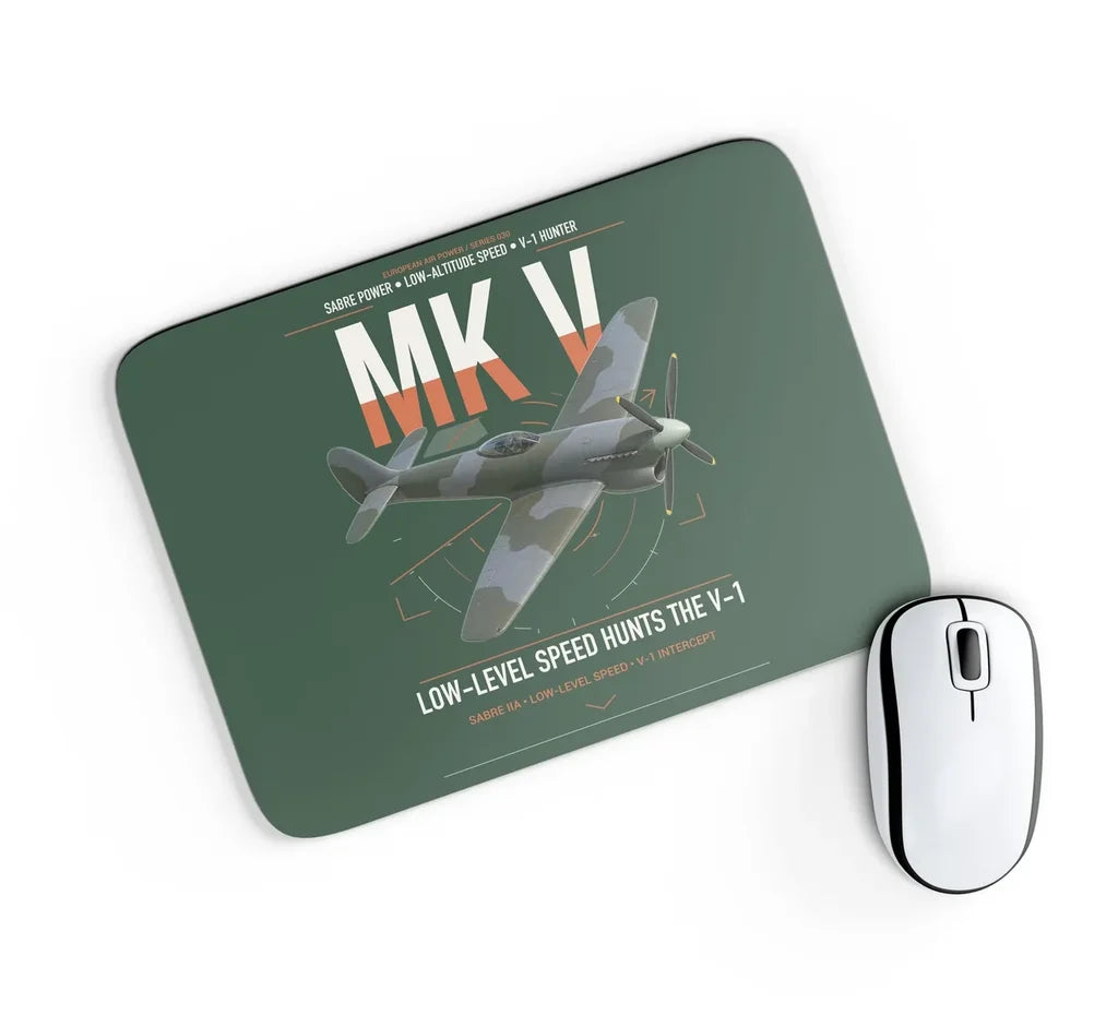 Hawker Tempest Mk V design on dark green rectangle mouse pad