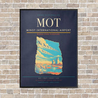 Thumbnail for Minot International Airport MOT vertical canvas print - framed - navy blue background