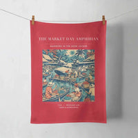 Thumbnail for VINTAGE G4404 - The Market Day Amphibian - Designed Towels design on red
