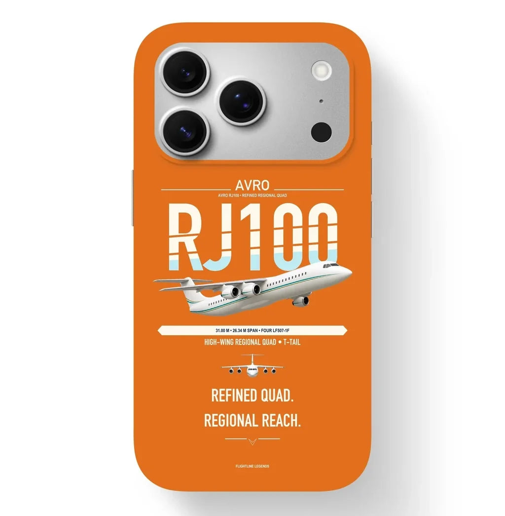 Avro RJ100 design on orange magsafe iphone case, for iPhone 17 Pro