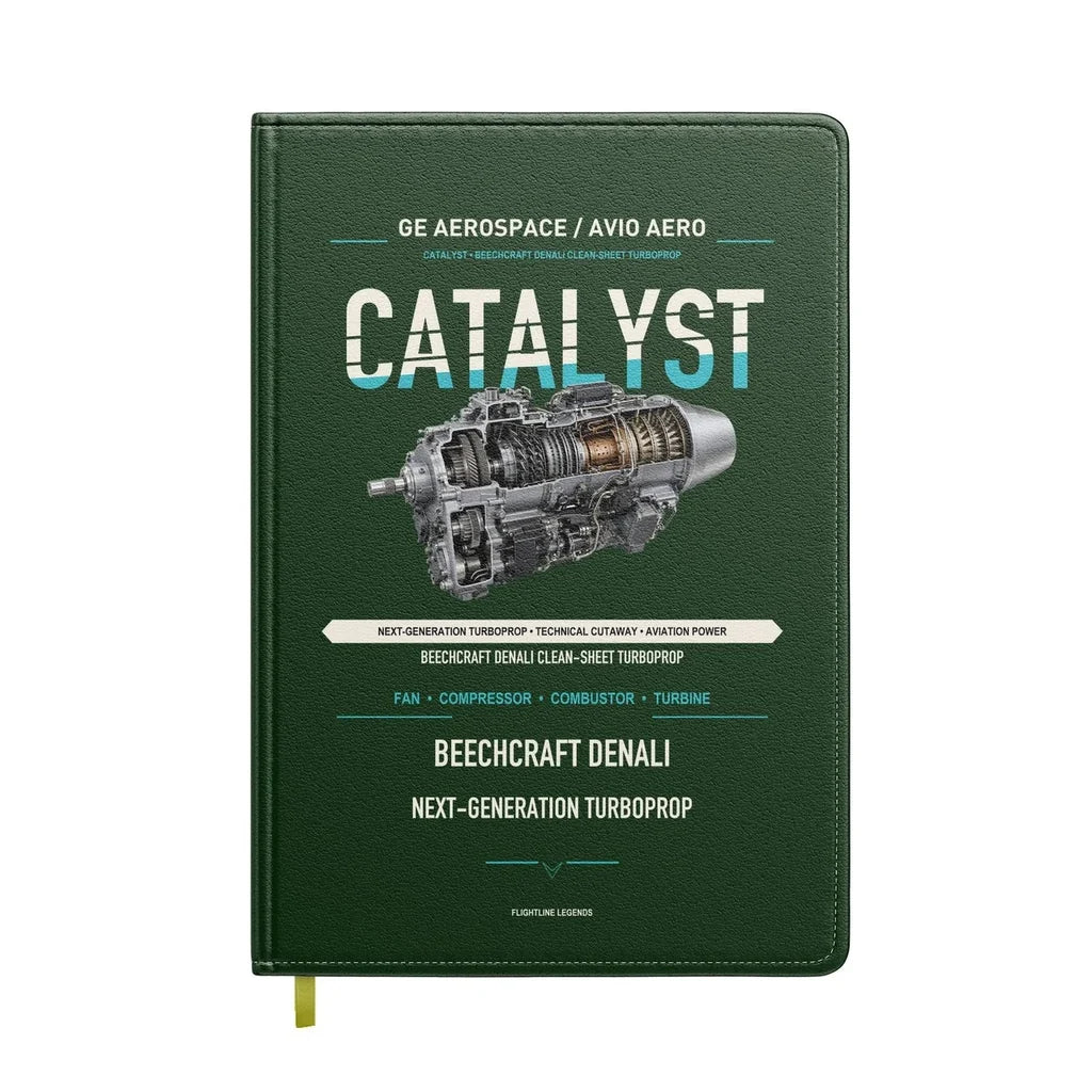 CATALYST design on dark green notebook