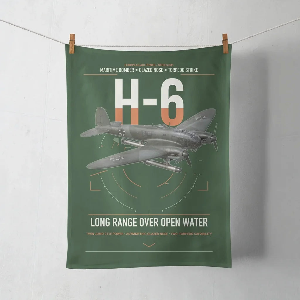 Heinkel He 111H-6 design on dark green towel