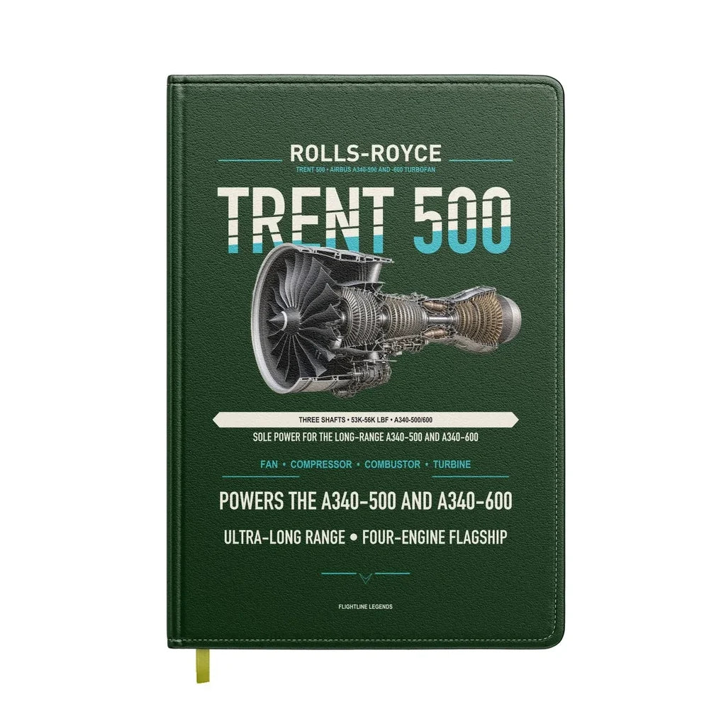 TRENT 500 design on dark green notebook