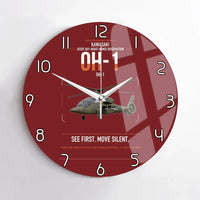 Thumbnail for Kawasaki OH-1 design on dark red no frame wall clock