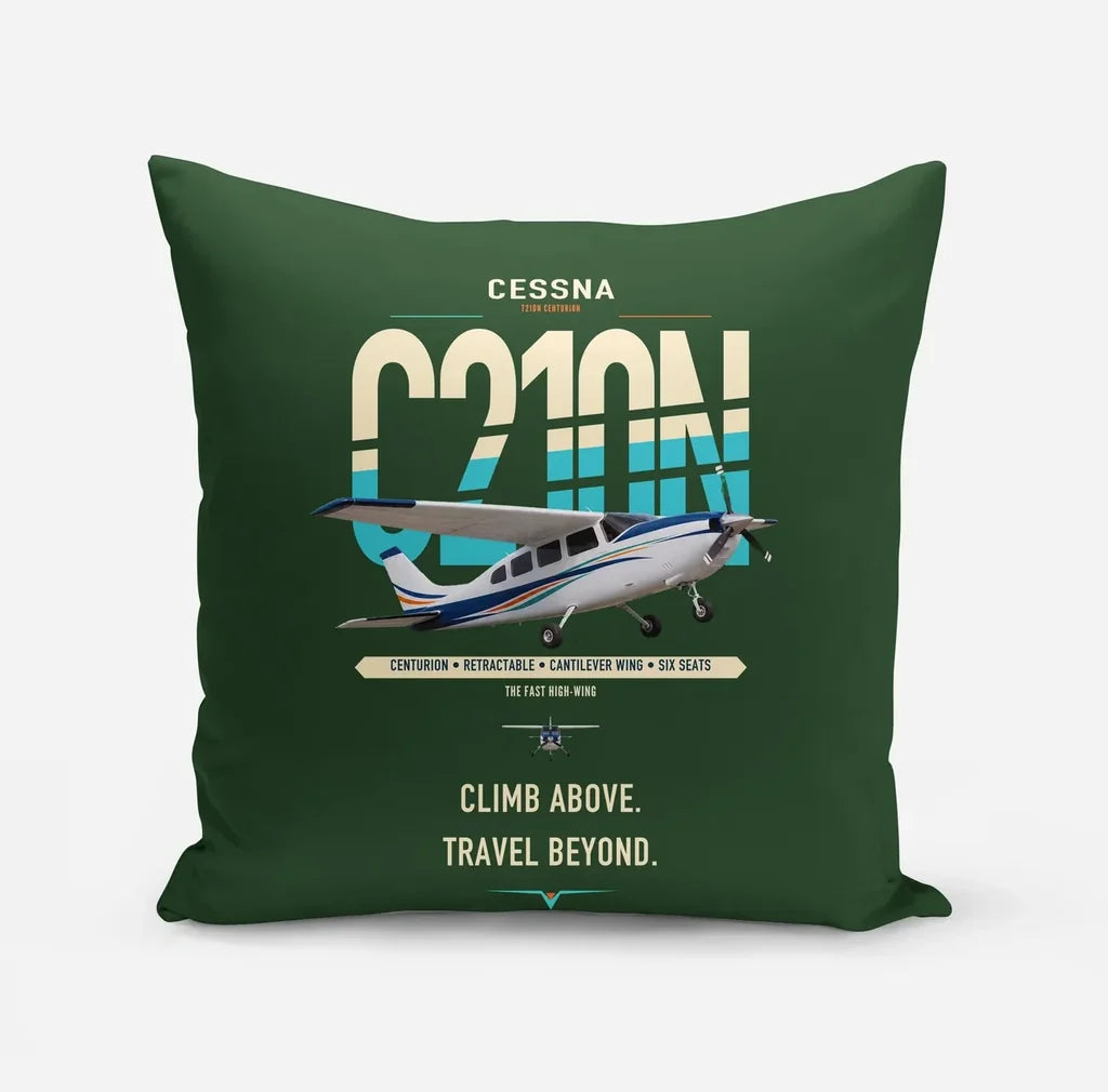 Cessna T210N Centurion design on dark green pillow