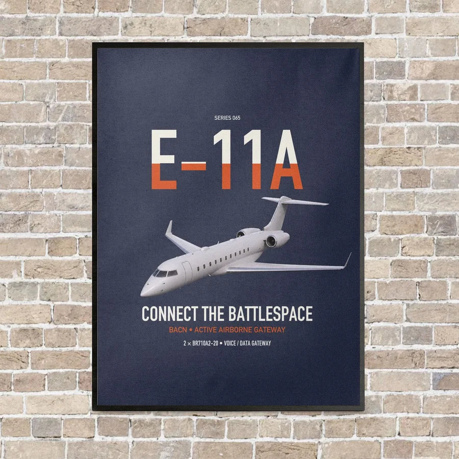 E-11A BACN vertical canvas print - framed - navy blue background