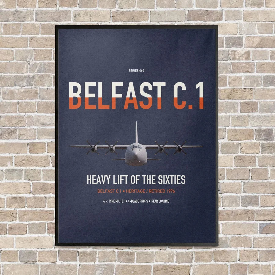 Short Belfast C.1 vertical canvas print - framed - navy blue background