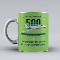 Thumbnail for Cessna Citation 500 - Citation I design on light green ceramic mug, double-side print