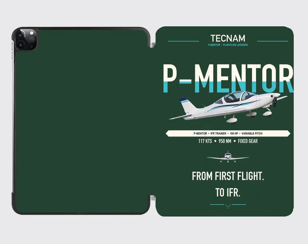 Tecnam P-Mentor design on dark green ipad tablet case