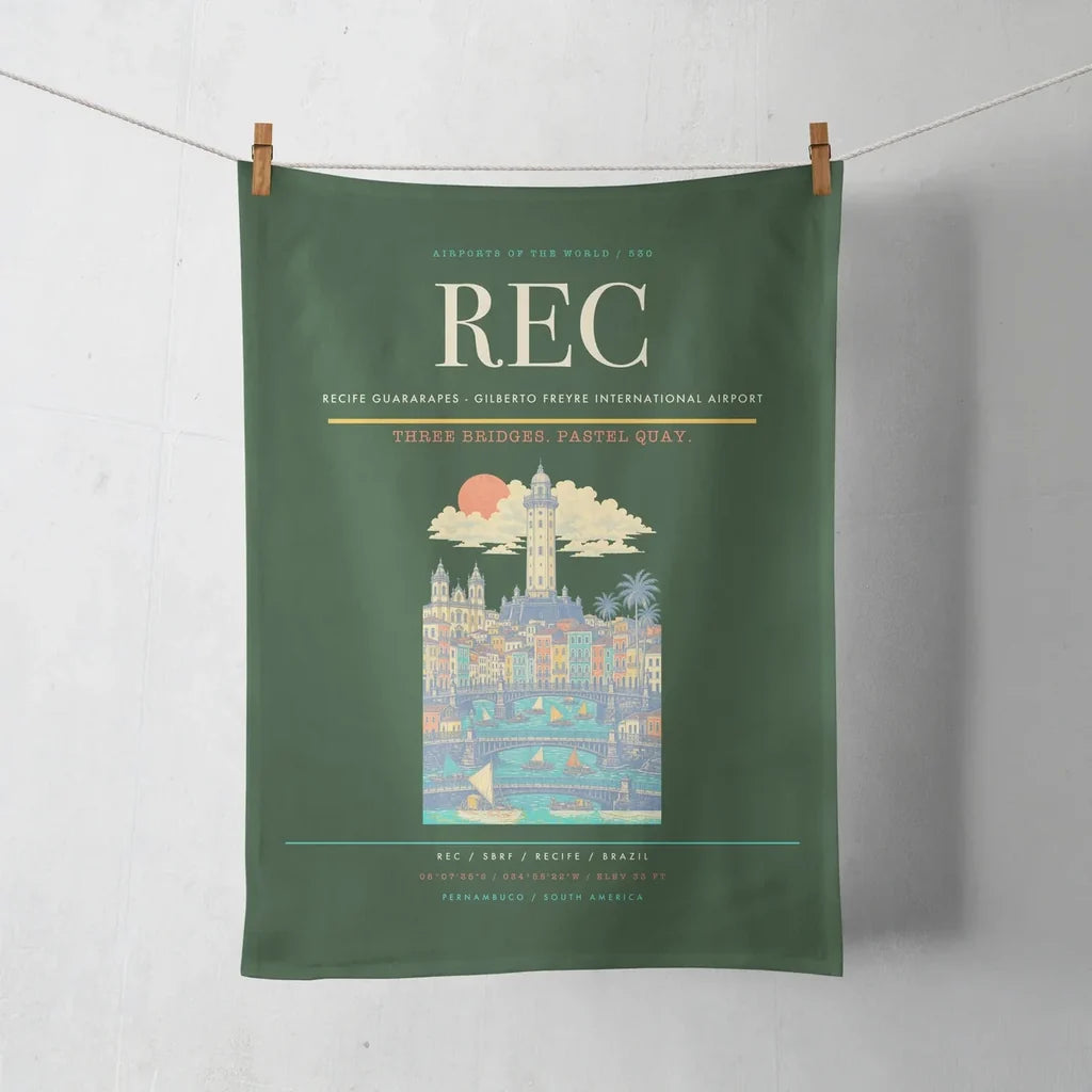 Recife Guararapes (REC) design on dark green towel
