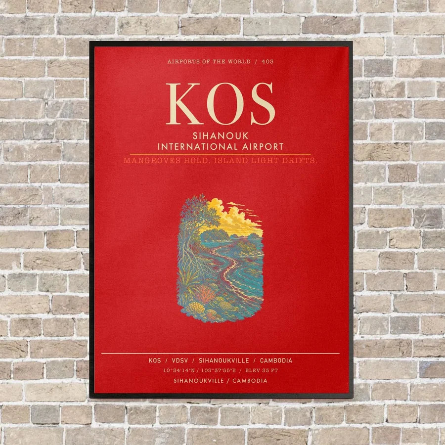 Sihanouk International Airport KOS - Canvas Framed - Red