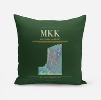Thumbnail for Molokai Airport (MKK) design on dark green pillow