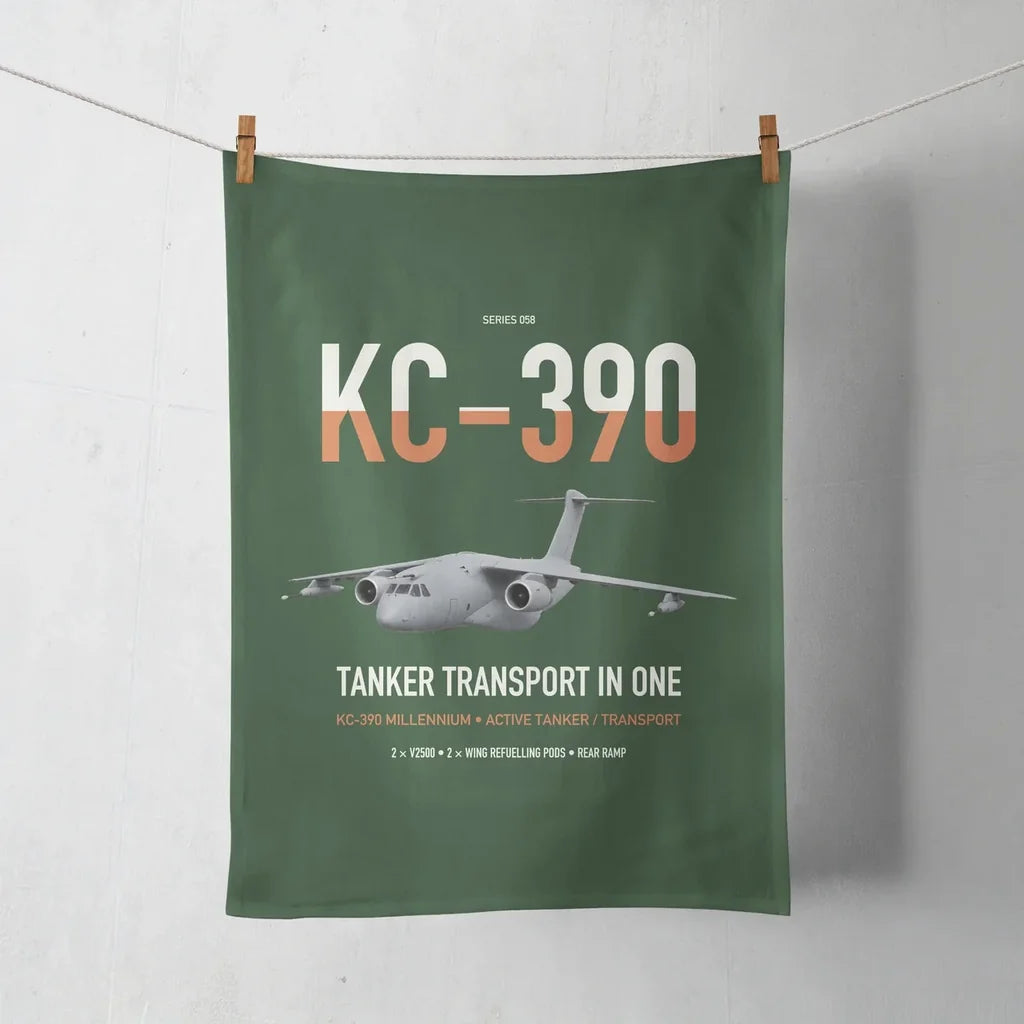 Embraer KC-390 Millennium design on dark green towel