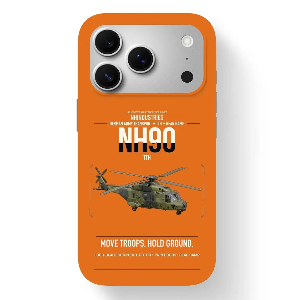 NHIndustries NH90 TTH design on orange magsafe iphone case, for iPhone 17 Pro