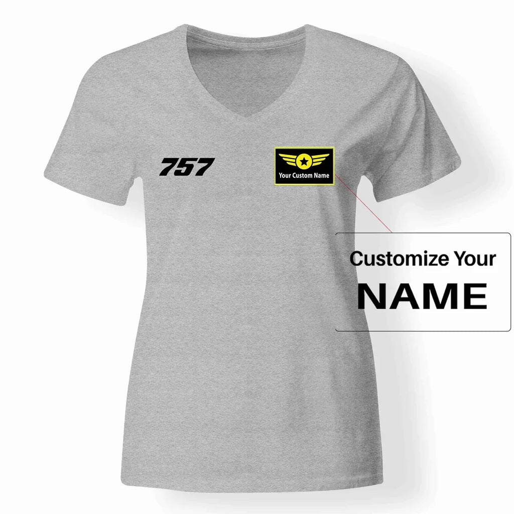 757 Flat Text Designed V-Neck T-Shirts - view 13