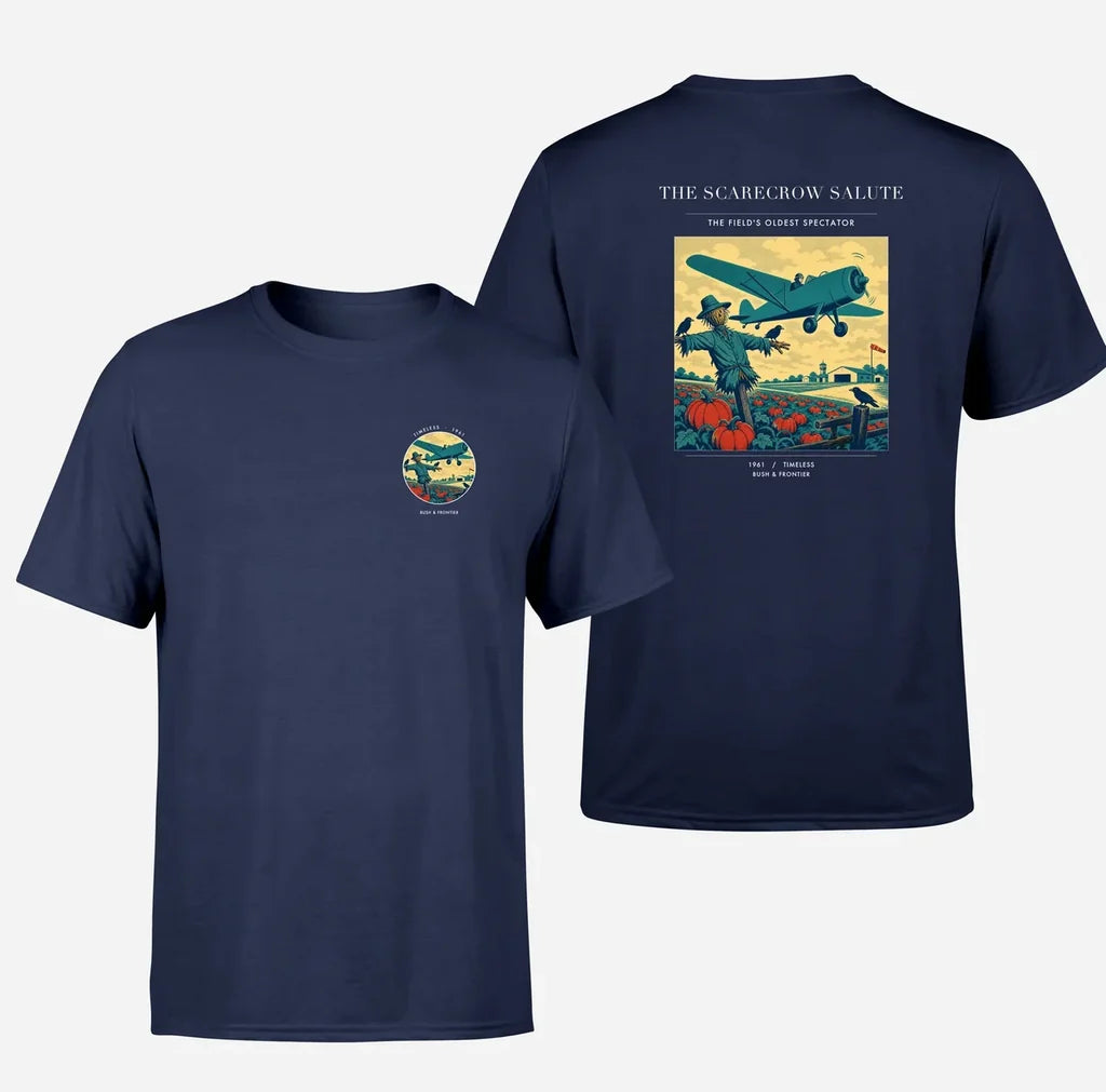 VINTAGE G4396 - The Scarecrow Salute - Double-Side T-Shirt design on navyblue double side t shirt
