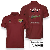Thumbnail for Westland Gazelle AH1 design on red+name double-side polo t-shirt, double-side print