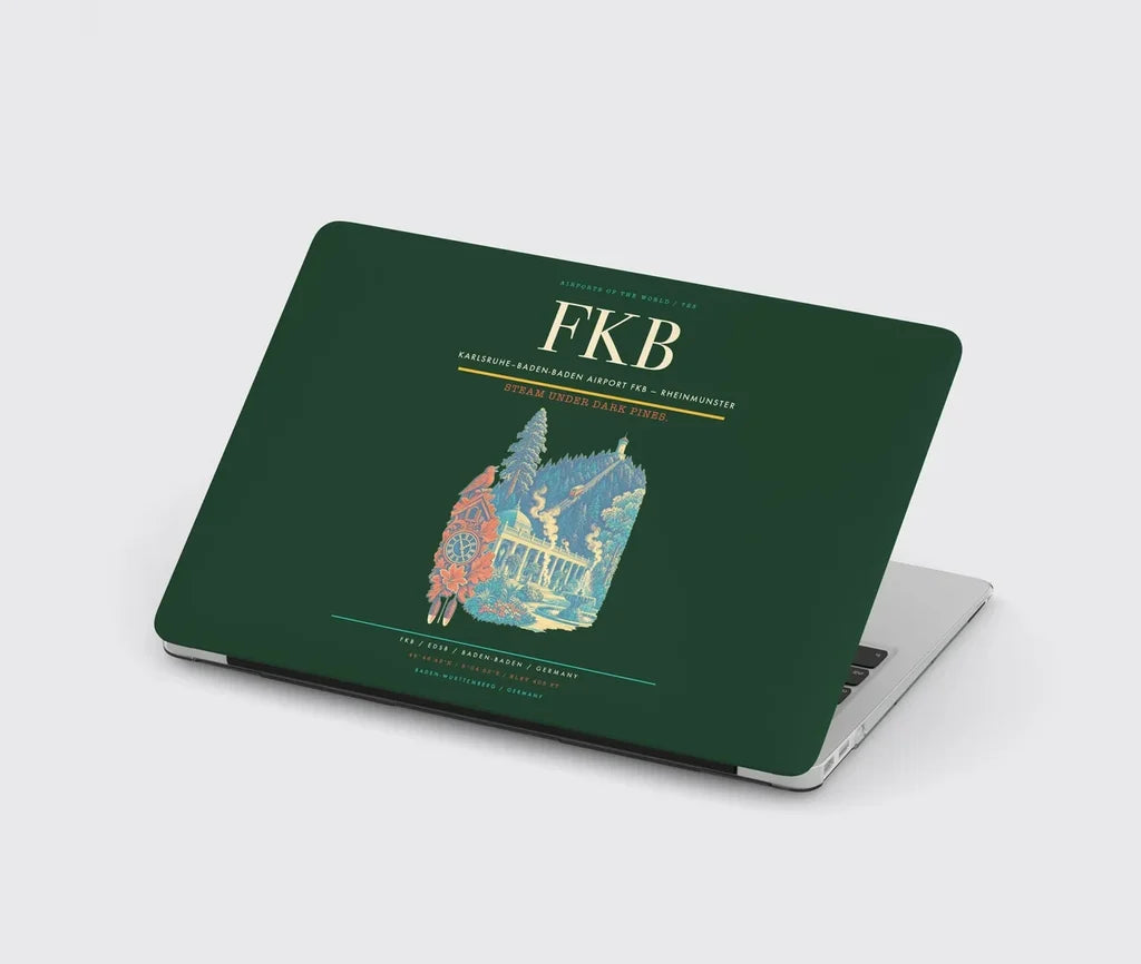 Karlsruhe–Baden-Baden Airport (FKB) design on dark green MacBook case