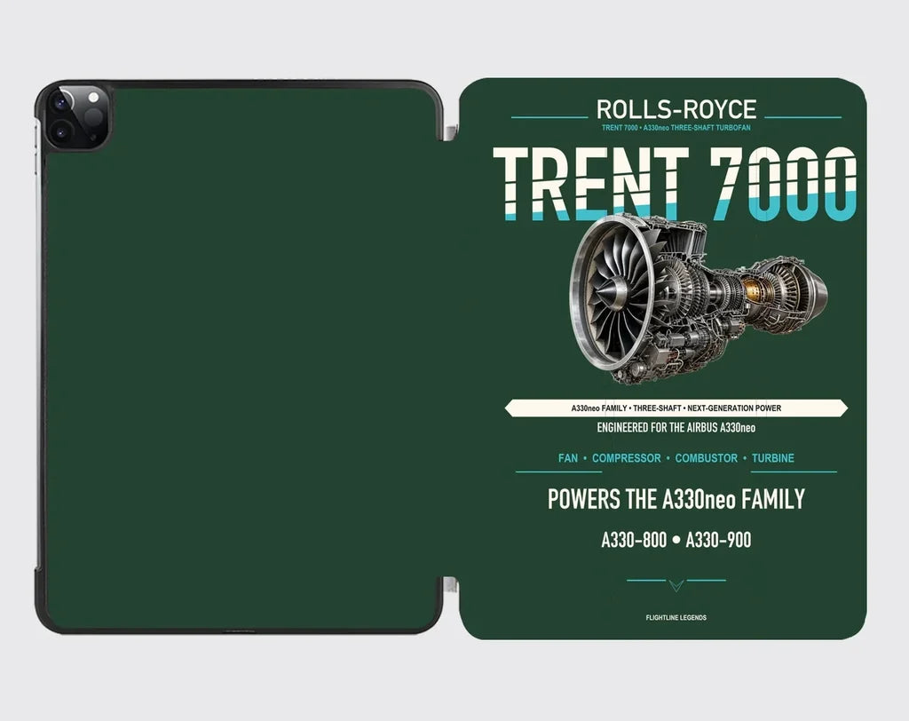 TRENT 7000 design on dark green ipad tablet case