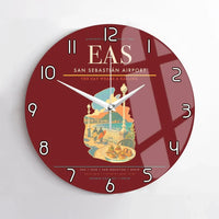 Thumbnail for San Sebastián Airport (EAS) design on dark red no frame wall clock