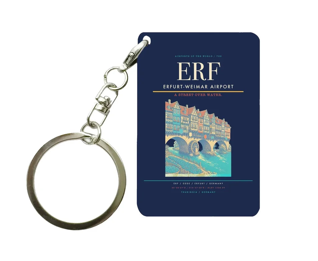 Erfurt-Weimar Airport (ERF) design on navy blue key chain