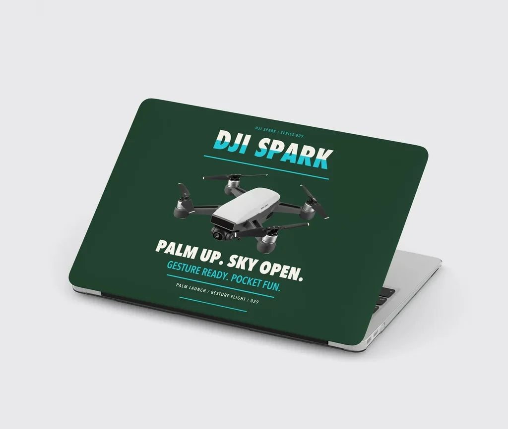 DJI Spark design on dark green MacBook case