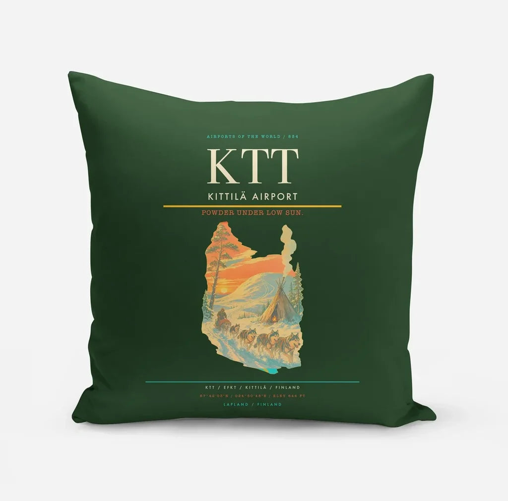 Kittilä Airport (KTT) design on dark green pillow