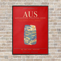 Thumbnail for Austin-Bergstrom International Airport AUS - Canvas Framed - Red