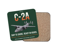 Thumbnail for C-2A Greyhound design on dark green 1 piece coaster