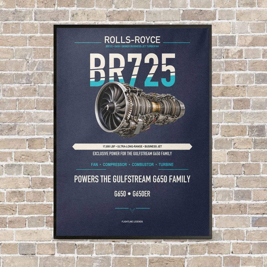 BR725 vertical canvas print - framed - navy blue background