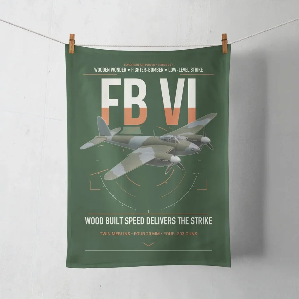de Havilland Mosquito FB VI design on dark green towel