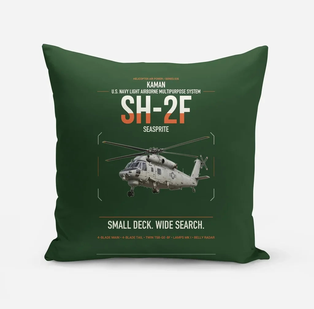 Kaman SH-2F Seasprite design on dark green pillow