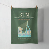 Thumbnail for Rotterdam The Hague Airport (RTM) design on dark green towel