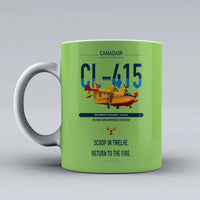 Thumbnail for Canadair CL-415 design on light green ceramic mug, double-side print