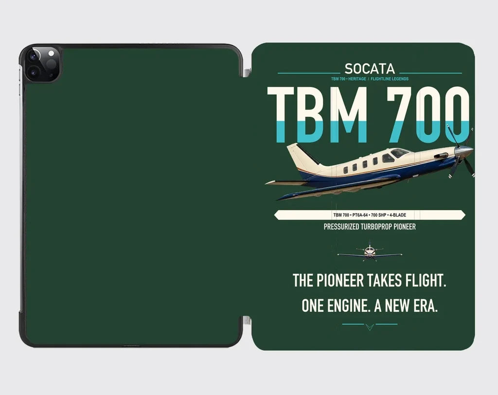 Socata TBM 700 design on dark green ipad tablet case