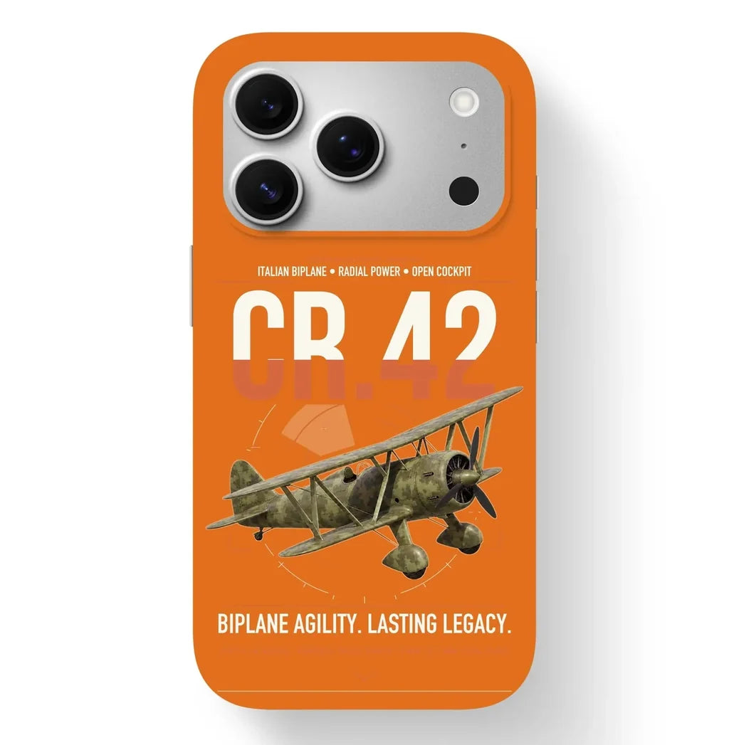 Fiat CR.42 Falco design on orange magsafe iphone case, for iPhone 17 Pro