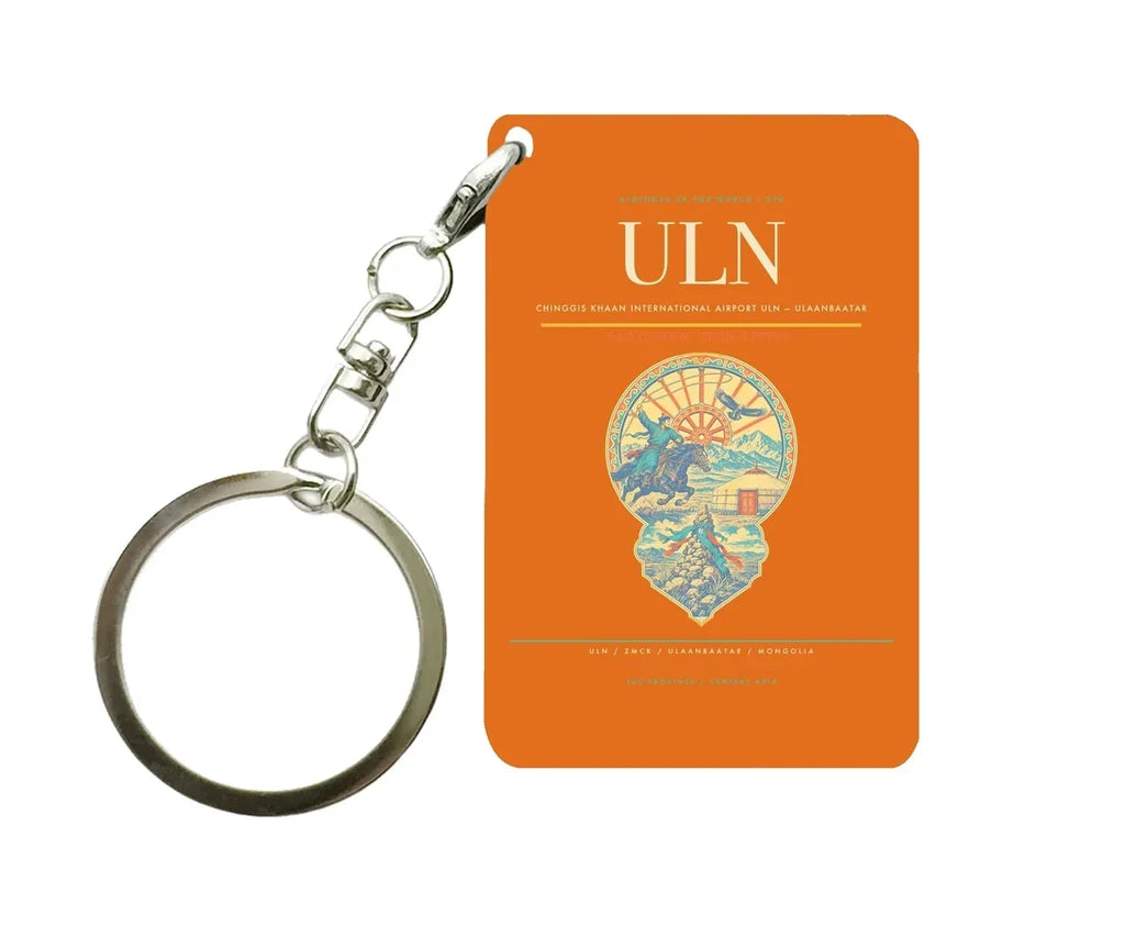 Chinggis Khaan International Airport ULN — Ulaanbaatar Key Chain design on orange key chain