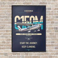 Thumbnail for Cessna 150M vertical canvas print - framed - navy blue background