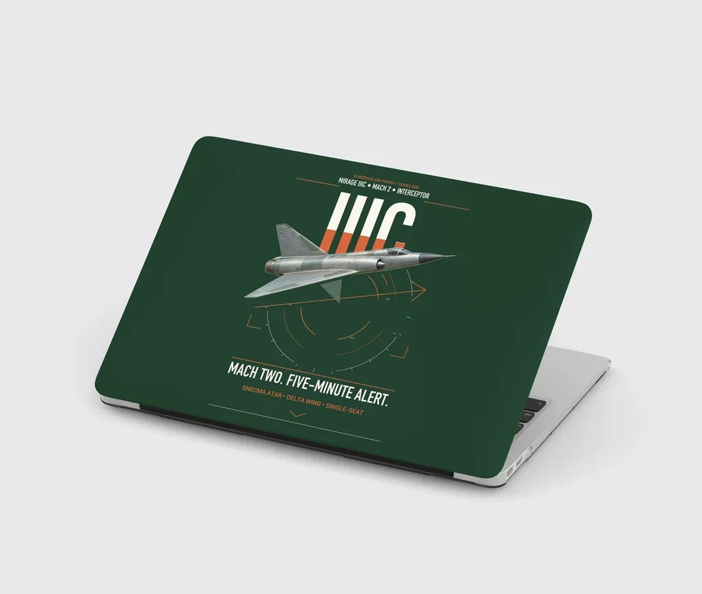 Dassault Mirage IIIC design on dark green MacBook case