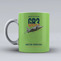 Thumbnail for Hawker Siddeley Harrier GR3 design on light green ceramic mug, double-side print