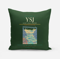 Thumbnail for Saint John Airport (YSJ) design on dark green pillow