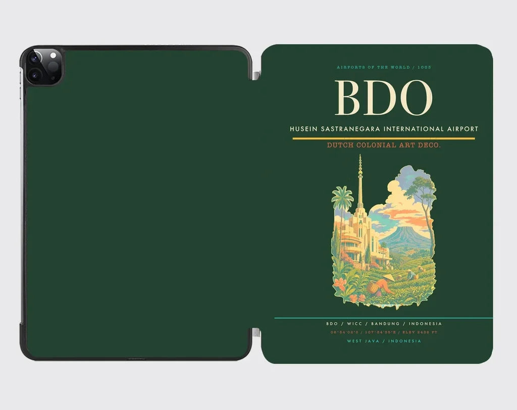 Husein Sastranegara International Airport (BDO) design on dark green ipad tablet case