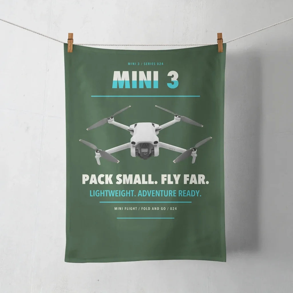 DJI Mini 3 design on dark green towel