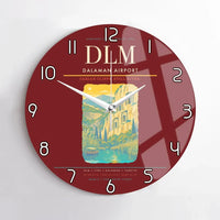 Thumbnail for Dalaman Airport (DLM) design on dark red no frame wall clock